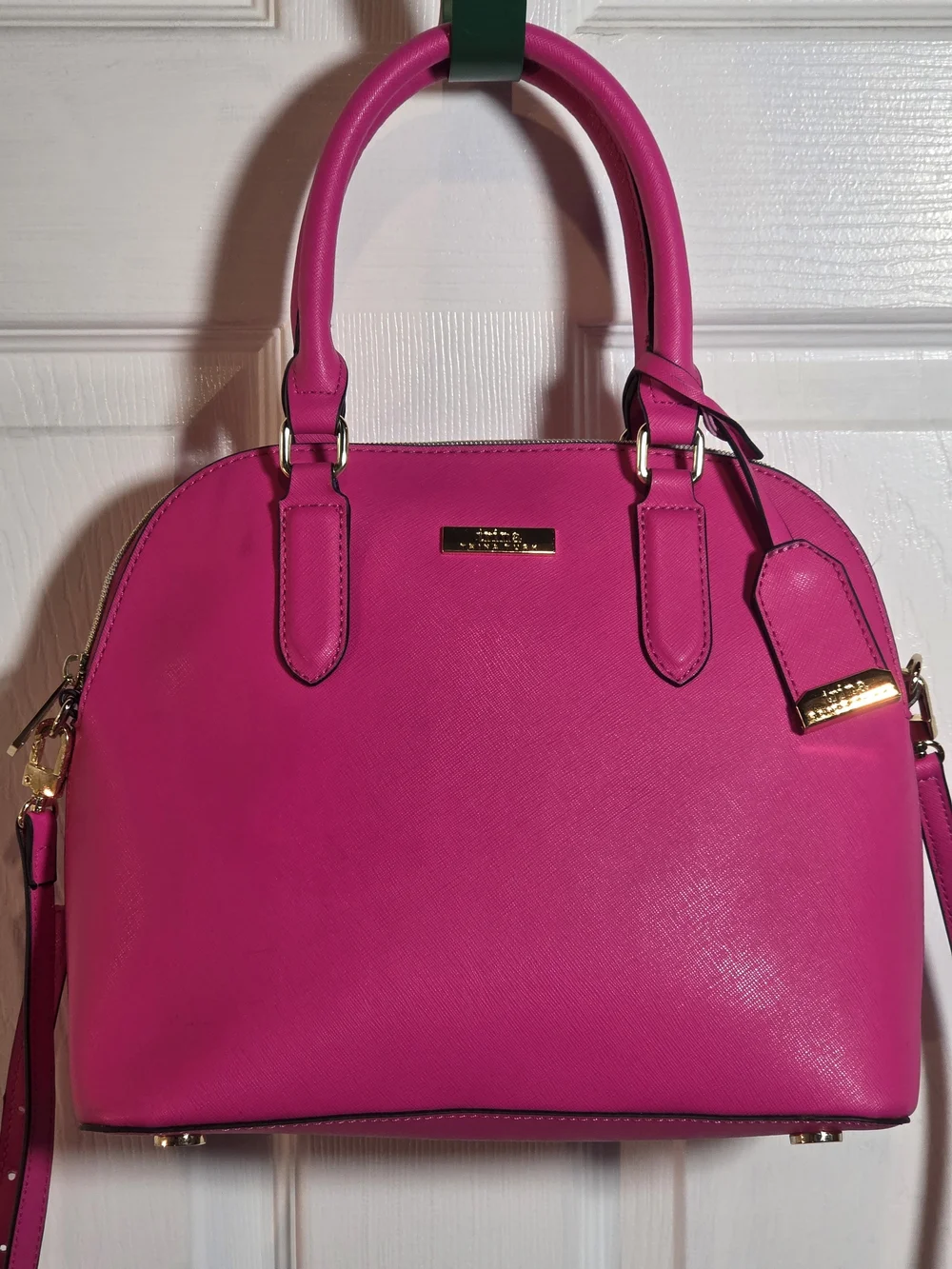 Trina Turk Hot Pink Faux Leather Dome Satchel/Crossbody